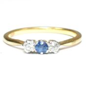 GOLD DIAMOND & SAPPHIRE TRILOGY RING