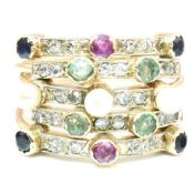 FIVE STACK GEM SET HAREM RING