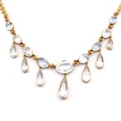 VICTORIAN GOLD & AQUAMARINE FRINGE NECKLACE BY MRS NEWMAN