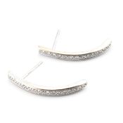 PAIR OF HALLMARKED 18CT WHITE GOLD & DIAMOND CURVED EARRINGS