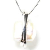 9CT WHITE GOLD & CULTURED PEARL AZENDI PENDANT NECKLACE