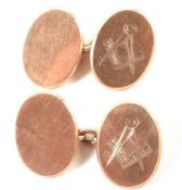 EARLY 20TH CENTURY HALLMARKED 9CT GOLD MASONIC CUFFLINKS