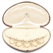 EDWARDIAN AQUAMARINE RUBY & PEARL FRINGE NECKLACE