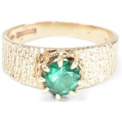HALLMARKED 9CT GOLD & SIMULATED EMERALD RING