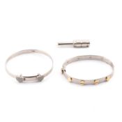 TWO SILVER & GEM SET BABY BANGLES