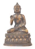 19TH CENTURY CHINESE STAMPED HOLLOW BRONZE BUDDHA FIGURE