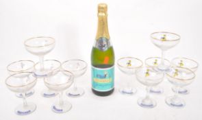BABYCHAM - 20TH CENTURY DRINKING GLASSES WITH BOTTLE
