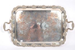 EARLY 20TH CENTURY LARGE SILVER PLATED TRAY