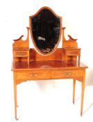 EDWARDIAN MAHOGANY INLAID DRESSING TABLE & WARDROBE