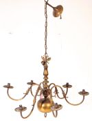 EARLY 20TH CENTURY DUTCH SIX BRANCH CHANDELIER