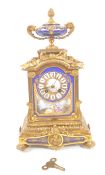 JAPY FRERES - 19TH CENTURY GILT METAL & ENAMEL MANTLE CLOCK