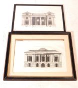 TWO LATE 18TH CENTURY MONOCHROME BUILDING ETCHINGS