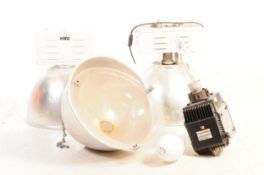 THREE LARGE 20TH CENTURY INDUSTRIAL ALUMINUM PENDANT SHADES