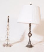 TWO CONTEMPORARY METAL TABLE LAMPS