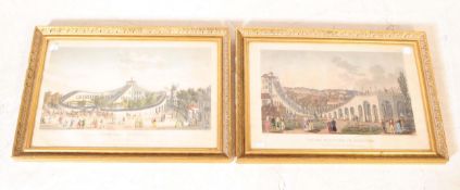 TWO 19TH CENTURY FRENCH COLOURED ETCHINGS