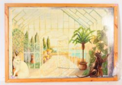 LARGE MID CENTURY ACRYLIC ON BOARD PAINTING