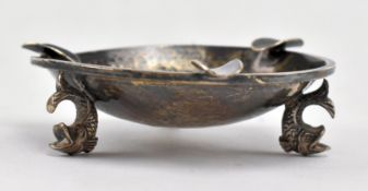 SILVER 916 MARKED ASHTRAY WITH CIGARETTE RESTS