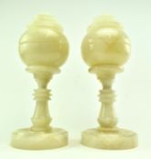 PAIR OF MID CENTURY HEAVY ONYX LIDDED GARNITURES