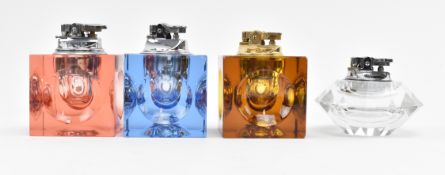 COLLECTION OF FOUR VINTAGE GLASS CIGARETTE LIGHTERS