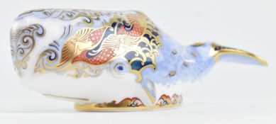ROYAL CROWN DERBY - OCEANIC WHALE - BONE CHINA PAPERWEIGHT