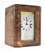 EARLY 20TH CENTURY BRASS CARRIAGE CLOCK IN LEATHER CASE