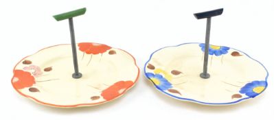 TWO ART DECO 1930S CERAMIC CAKE STAND PLATES