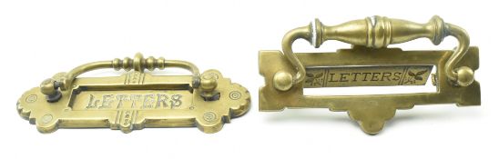 TWO EARLY 20TH CENTURY ART NOUVEAU BRASS DOOR LETTERBOXES