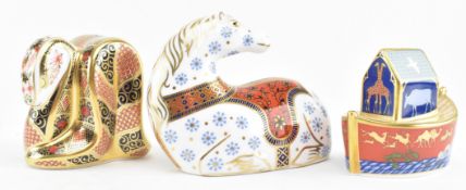 ROYAL CROWN DERBY - THREE FINE BONE CHINA PAPERWEIGHTS