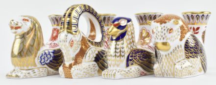 ROYAL CROWN DERBY - FOUR FINE BONE CHINA CANDLESTICKS