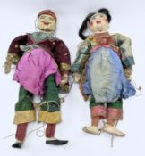 PAIR OF BURMESE PAINTED WOODEN TALKING MOUTH PUPPETS