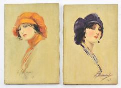 WILLIAM HENRY BARRIBAL (1874-1952) - TWO PRINT CANVAS PORTRAITS