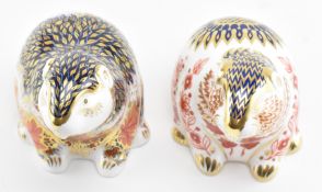 ROYAL CROWN DERBY - TWO FINE BONE CHINA BEAVER PAPERWEIGHTS