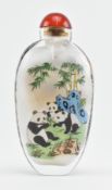 20TH CENTURY CHINESE REVERSE PAINTED GLASS SNUFF BOTTLE