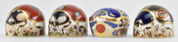 ROYAL CROWN DERBY - FOUR FINE BONE CHINA BUG PAPERWEIGHTS