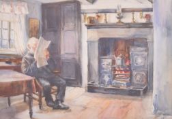 JANET KIRK (1884-1966) - AN INTERIOR - WATERCOLOUR ON PAPER