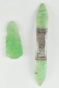 QING JADE HAIRPIN AND A JADE 