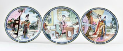 THREE CHINESE CERAMIC CHARGERS OF DREAM OF THE RED CHAMBER