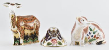 ROYAL CROWN DERBY - THREE FINE BONE CHINA PAPERWEIGHTS