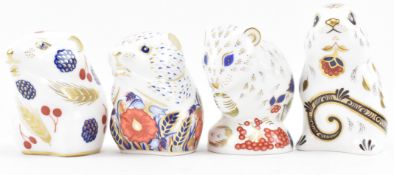 ROYAL CROWN DERBY - FOUR FINE BONE CHINA MOUSE PAPERWEIGHTS
