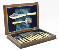 19TH CENTURY M. H & CO. SHEFFIELD SILVER PLATED CUTLERY IN CASE