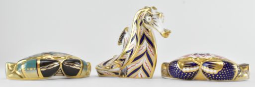 ROYAL CROWN DERBY - THREE FINE BONE CHINA PAPERWEIGHTS
