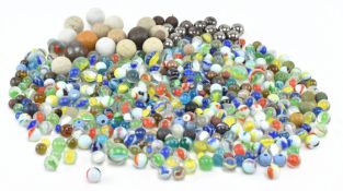 COLLECTION OF 20TH CENTURY GLASS AND METAL MARBLES