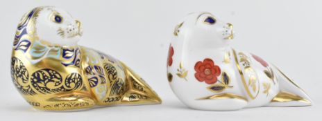 ROYAL CROWN DERBY - TWO FINE BONE CHINA PAPERWEIGHTS