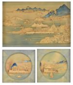 THREE EARLY 20TH CENTURY CORK PICTURES 民国 软木画三件