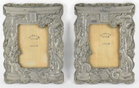 PAIR OF MEIJI C.1900 ANTIMONY PHOTO FRAMES 日本 明治 锑龙纹相框一对