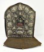 LATE QING TIBETAN GAU BOX PORTABLE SHRINE 清民国 四臂观音嘎呜盒