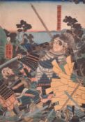 UTAGAWA YOSHIKAZU - BATTLE OF NAGASHIMA 歌川芳員 - 太平記長嶋合戦