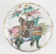 QING GUANGXU FAMILLE ROSE SEAL BOX 清 光绪 粉彩人物印泥盒