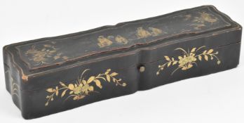 JAPANESE BLACK LACQUER HAND-PAINTED FAN BOX 日本明治 黑金漆扇盒