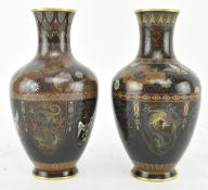 PAIR OF JAPANESE MEIJI CLOISONNE VASES 日本明治景泰蓝小瓶一对